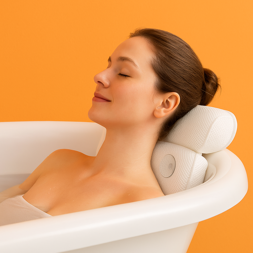 3D Mesh Bath Pillow – Breathable Bathtub Cushion with Neck & Back Support-NEW