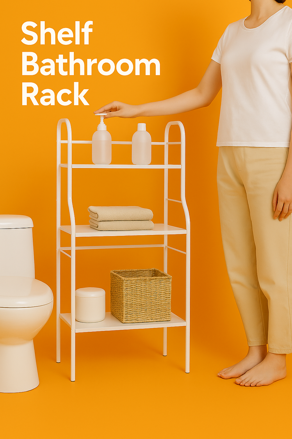 3-Tiers Over Toilet Shelf Bathroom Rack Laundry Washing Machine Storage Shelves-NEW