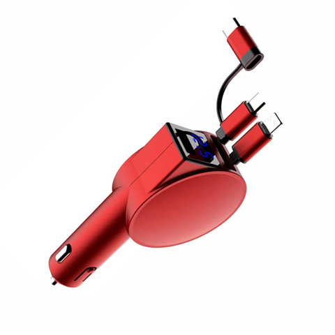 3-in-1 60W Retractable Fast Charging Car USB Charger Power For iPhone Android AU