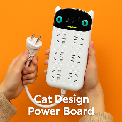 1.8M USB Charging Power Board – 6 Way Outlets + USB Ports-NEW