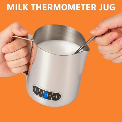 600ml Milk Frothing Thermometer Jug – Stainless Steel Pitcher -NEW