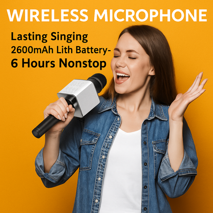 Wireless Bluetooth Karaoke Microphone Speaker – Handheld Mic with Dual Speakers (Q9) -NEW