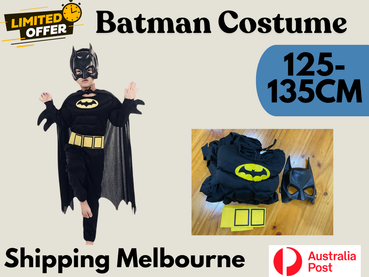 Kids Muscle Batman Superhero Cosplay Costume With Mask Party Carnival Props
