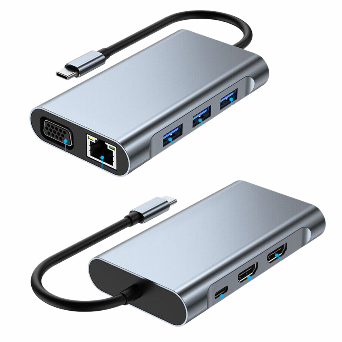 Laptop Docking Station USB-C HUB Type-C PD USB 3.0 Adapter 4K HDMI VGA SD/TF