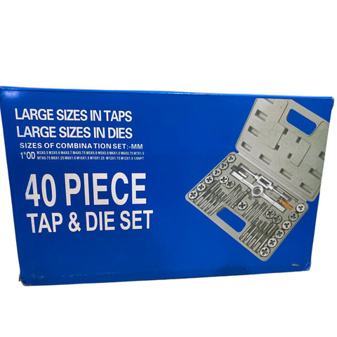 40Pcs Tap And Die Set Metric Szie Screw Screwdriver Thread Drill W/t Pitch Gauge