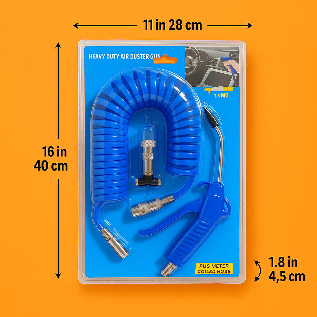 Heavy Duty Air Blower Duster Gun with 5 Meter PU Coiled Hose – Compressed Air Cleaning Tool-NEW