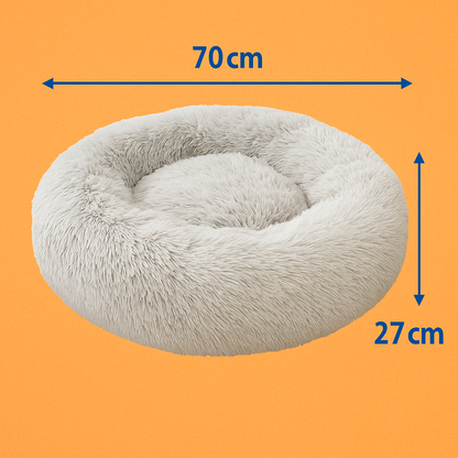 Pet Calming Donut Bed – Soft Plush Nest for Dogs & Cats (70cm)-New