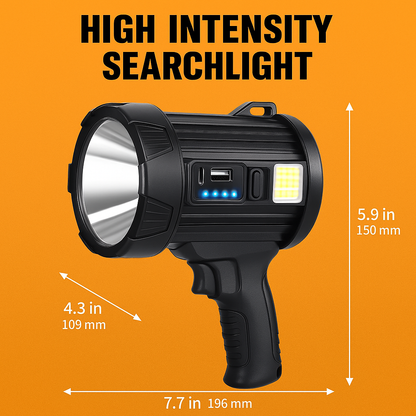 Powerful Solar LED Flashlight with USB Rechargeable Battery & Multi-Colour Light-New