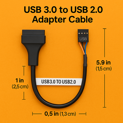 USB 3.0 to USB 2.0 Internal Adapter Cable – Plug & Play USB Header Converter-NEW