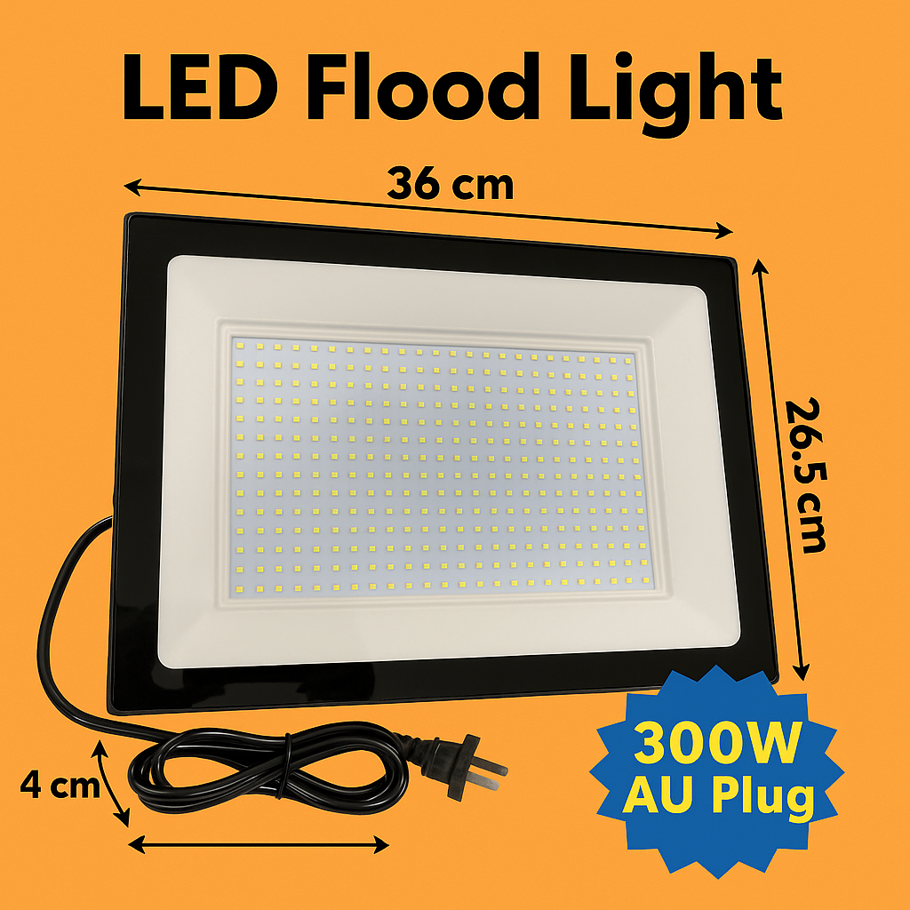 LED Flood Light 300W IP66 Outdoor Spotlight 240V Cool White AU Plug-NEW