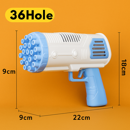 36-Hole Bubble Gun – Bazooka Bubble Machine Toy for Kids Blue-NEW