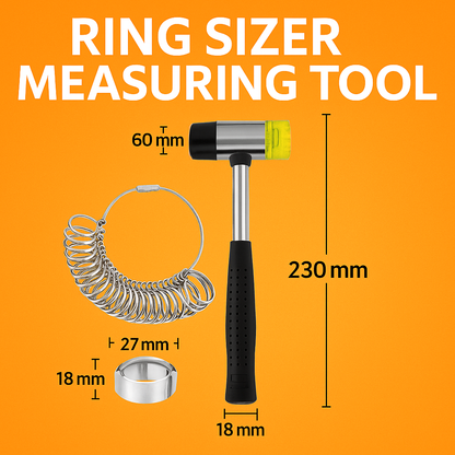 Ring Sizer Measuring Tool Kit – Mandrel, Jewelry Hammer & Ring Size Set-NEW