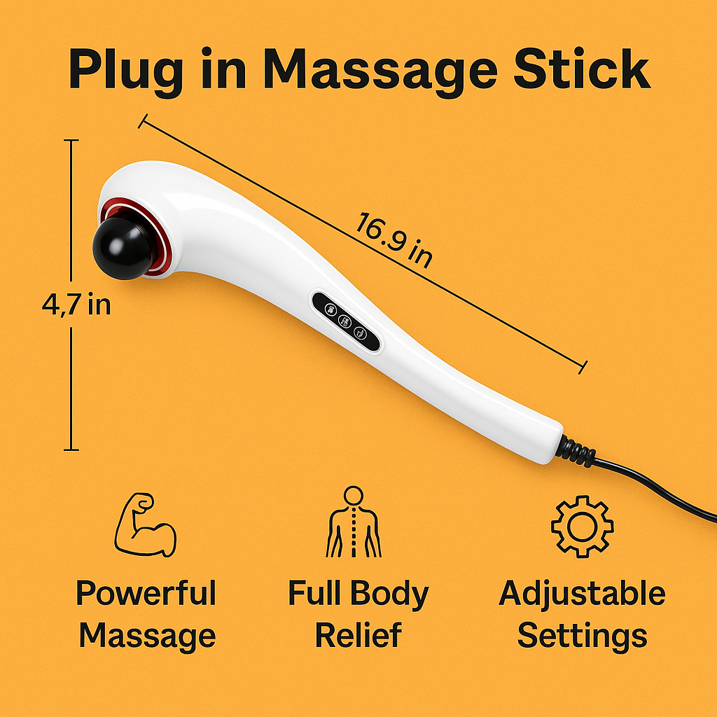 Electric Handheld Massager with 8 Heads – Full Body Vibration Massager for Back, Neck, Legs & Feet-NEW