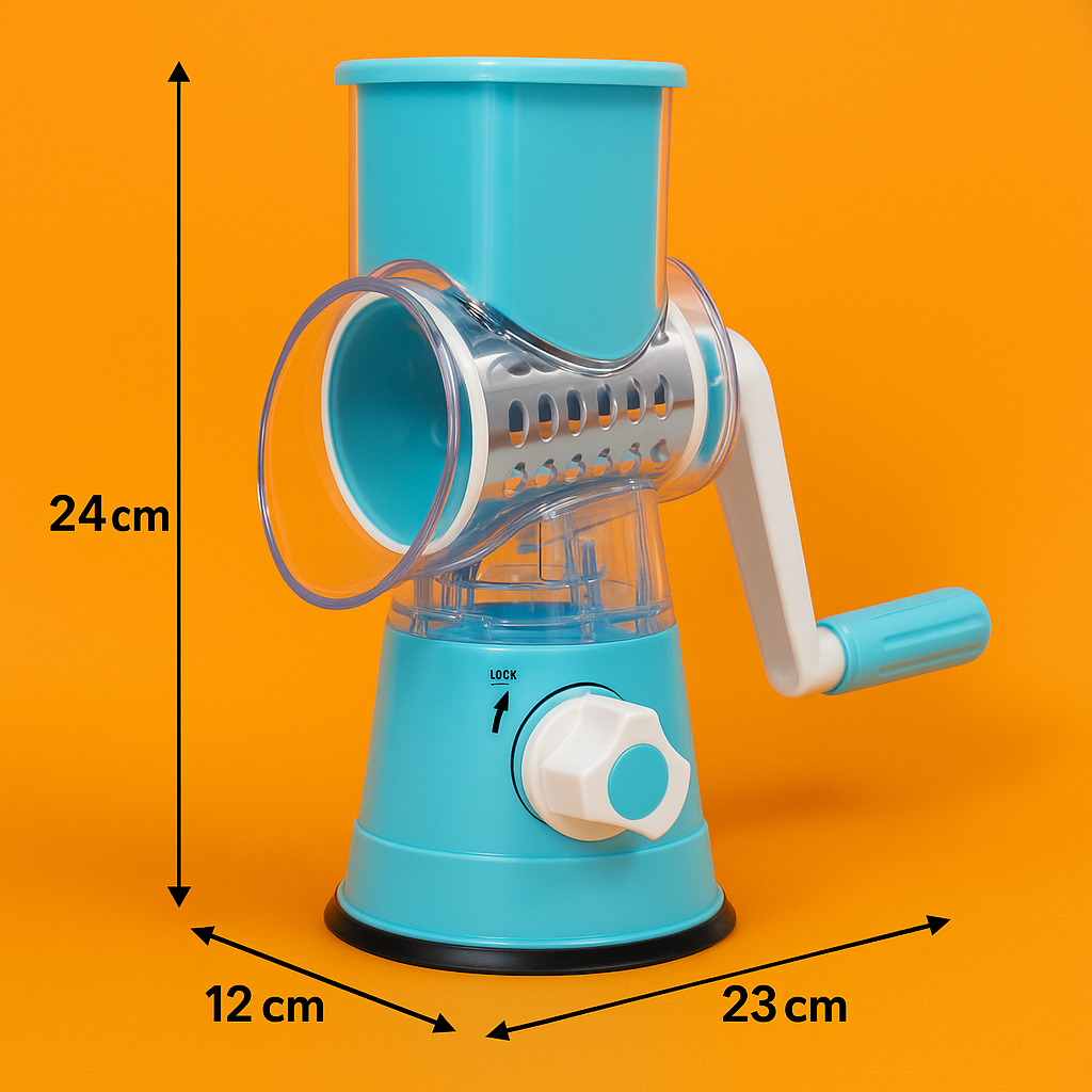 3in1 Kitchen Vegetable Food Manual Rotary Drum Grater Chopper Slicer Fruit Cutt -NEW