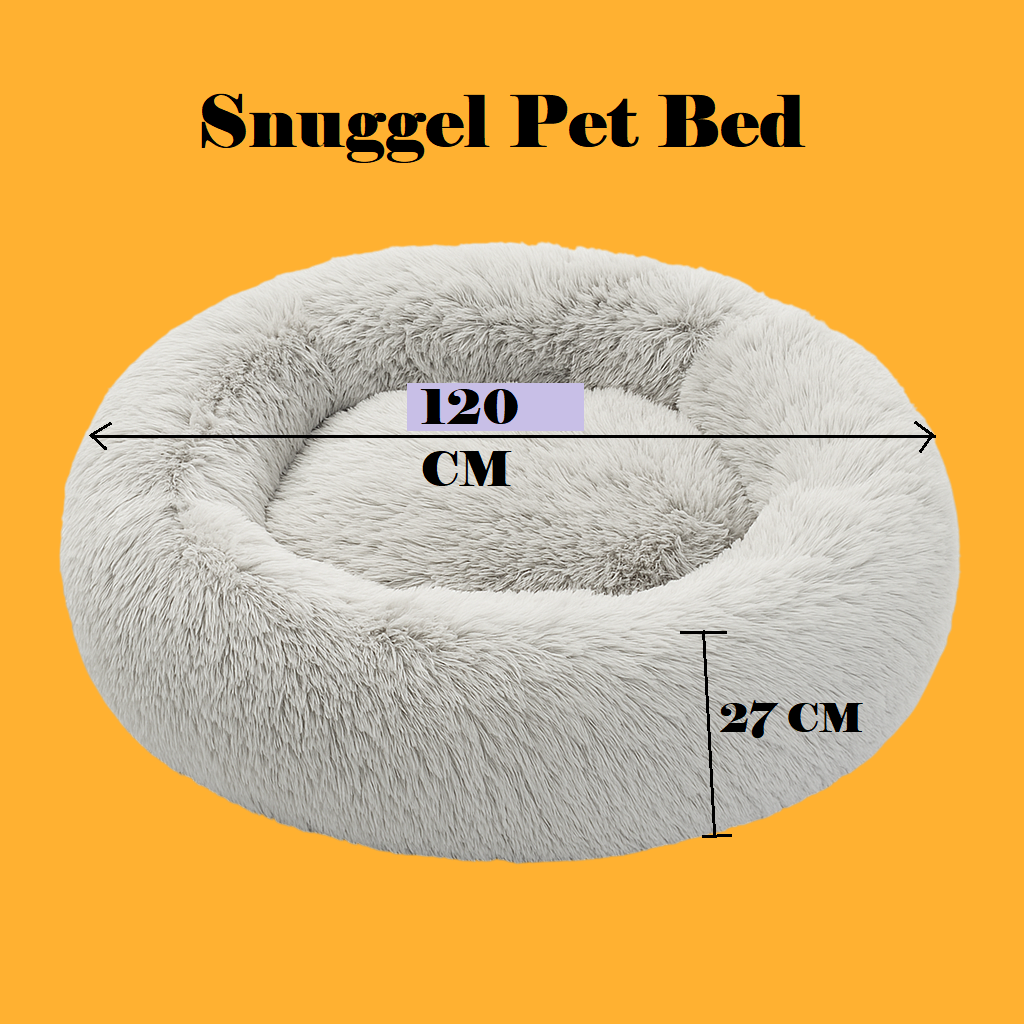 XXL Dog Calming Bed – Soft Plush Donut Pet Nest (120cm)-Green/Coffee- (NEW)