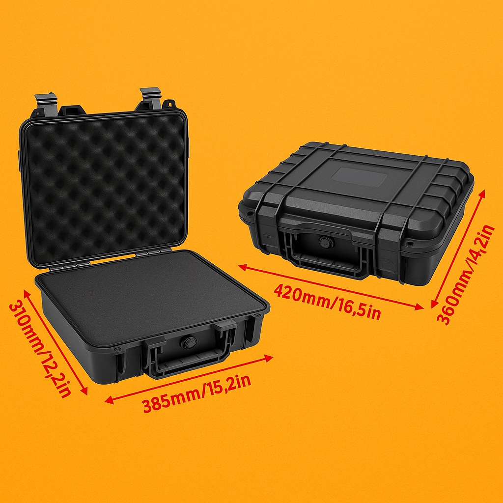 Waterproof Hard Carry Tool Case – Large 42cm Camera Storage Box with Foam-NEW