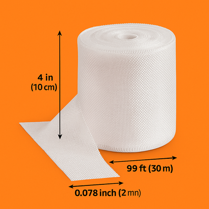 30M x 15CM Woven Fiberglass Cloth Tape | Glass Fiber Mesh Joint Plain Weave E-Glass-NEW