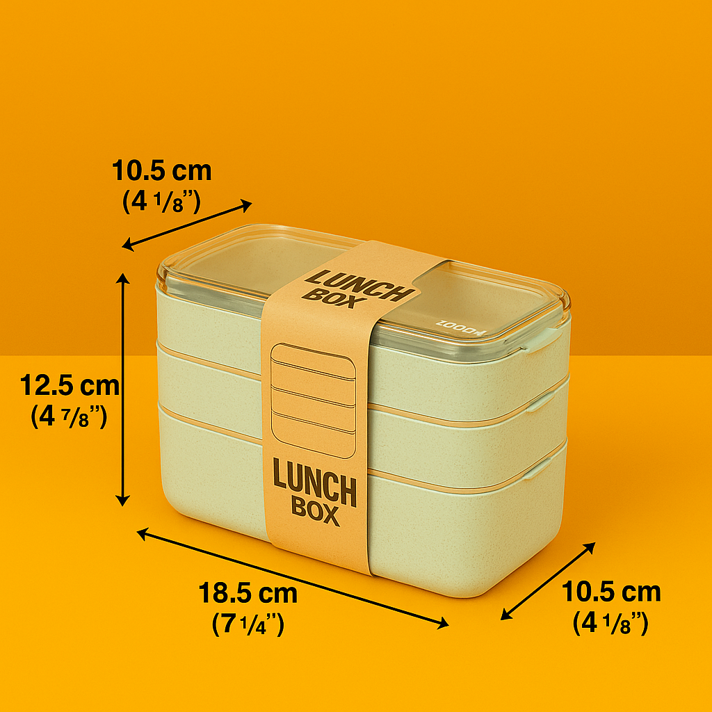 3-Layer Bento Lunch Box – 900ml Eco-Friendly Leakproof Food Container -NEW