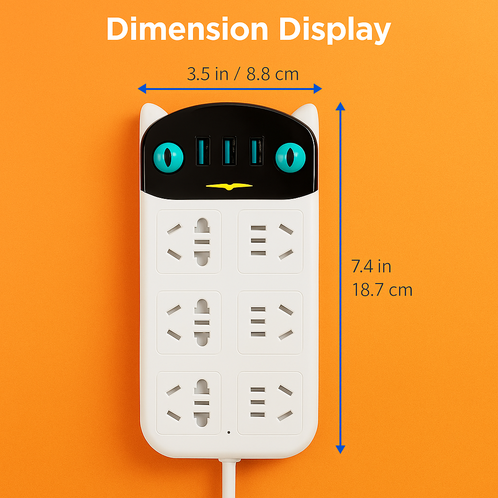 1.8M USB Charging Power Board – 6 Way Outlets + USB Ports-NEW