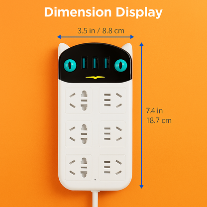 1.8M USB Charging Power Board – 6 Way Outlets + USB Ports-NEW