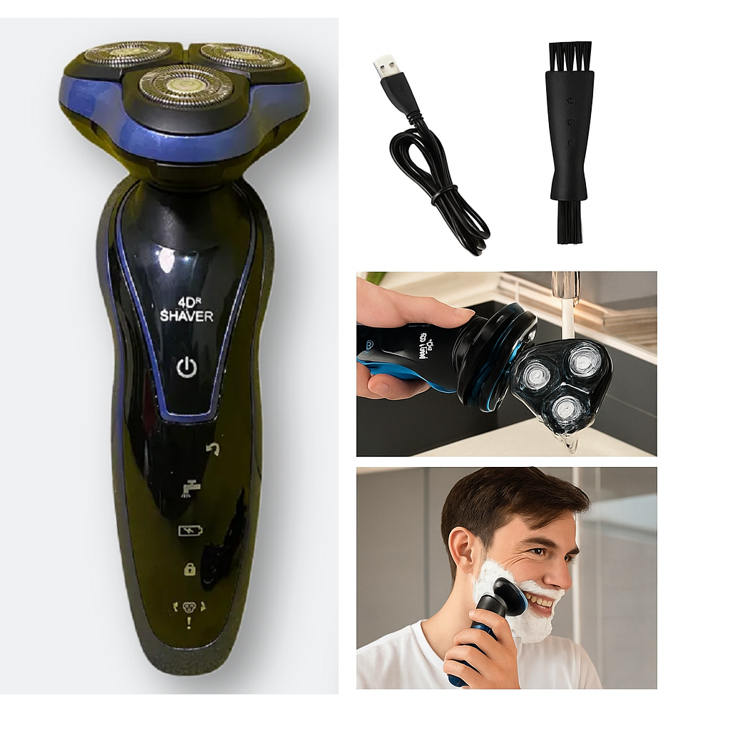 4D 3-Head Cordless Electric Shaver – Men's Beard Trimmer with USB Charging (IPX7 Waterproof)-SN2203NEW