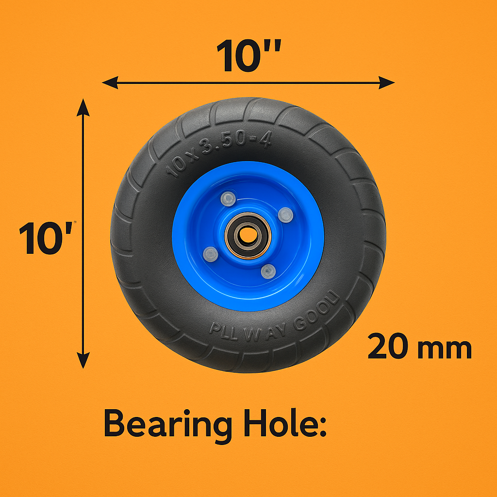 2PCS 10" Solid Hand Trolley Wheels Puncture Proof Heavy Duty-NEW