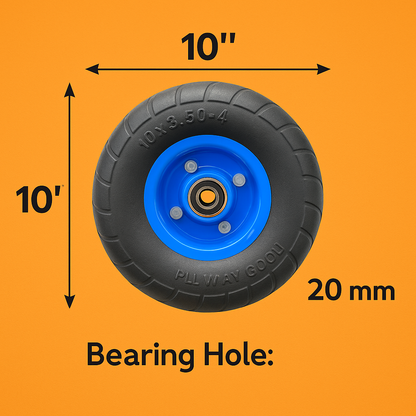 2PCS 10" Solid Hand Trolley Wheels Puncture Proof Heavy Duty-NEW