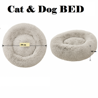 Pet Calming Donut Bed – Soft Plush Nest for Dogs & Cats (70cm)-New