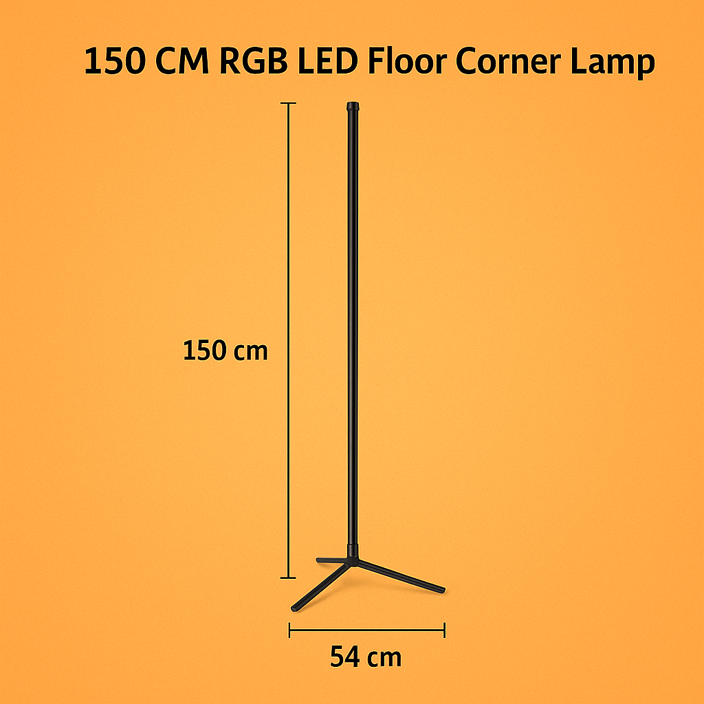 150CM RGB LED Floor Corner Lamp with Bluetooth App & Remote Control-NEW