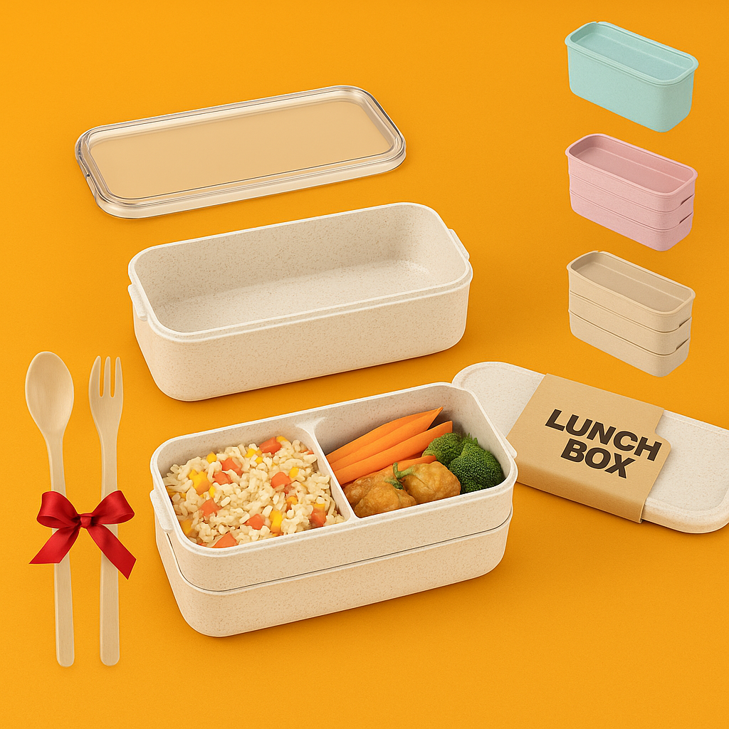 3-Layer Bento Lunch Box – 900ml Eco-Friendly Leakproof Food Container -NEW