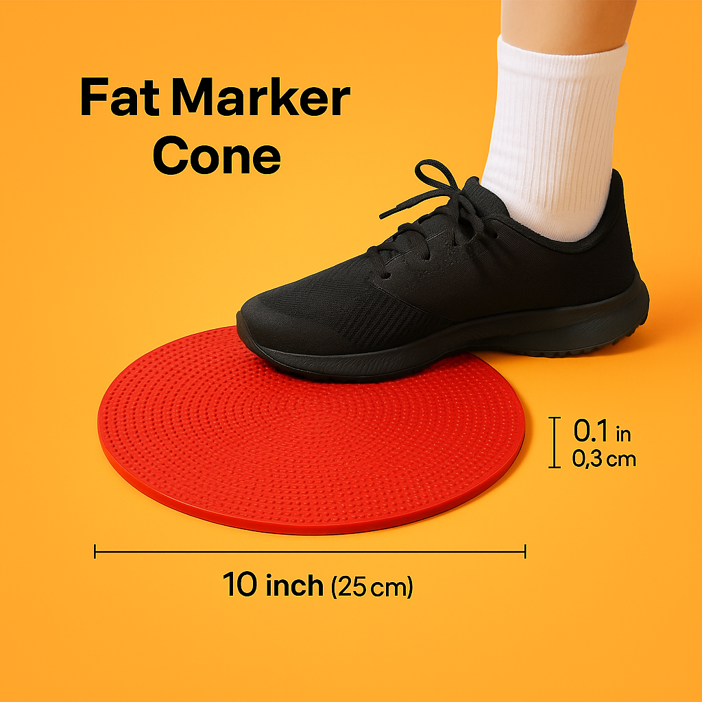 Flat Rubber Agility Marker Cones – 10 Pack Red-NEW