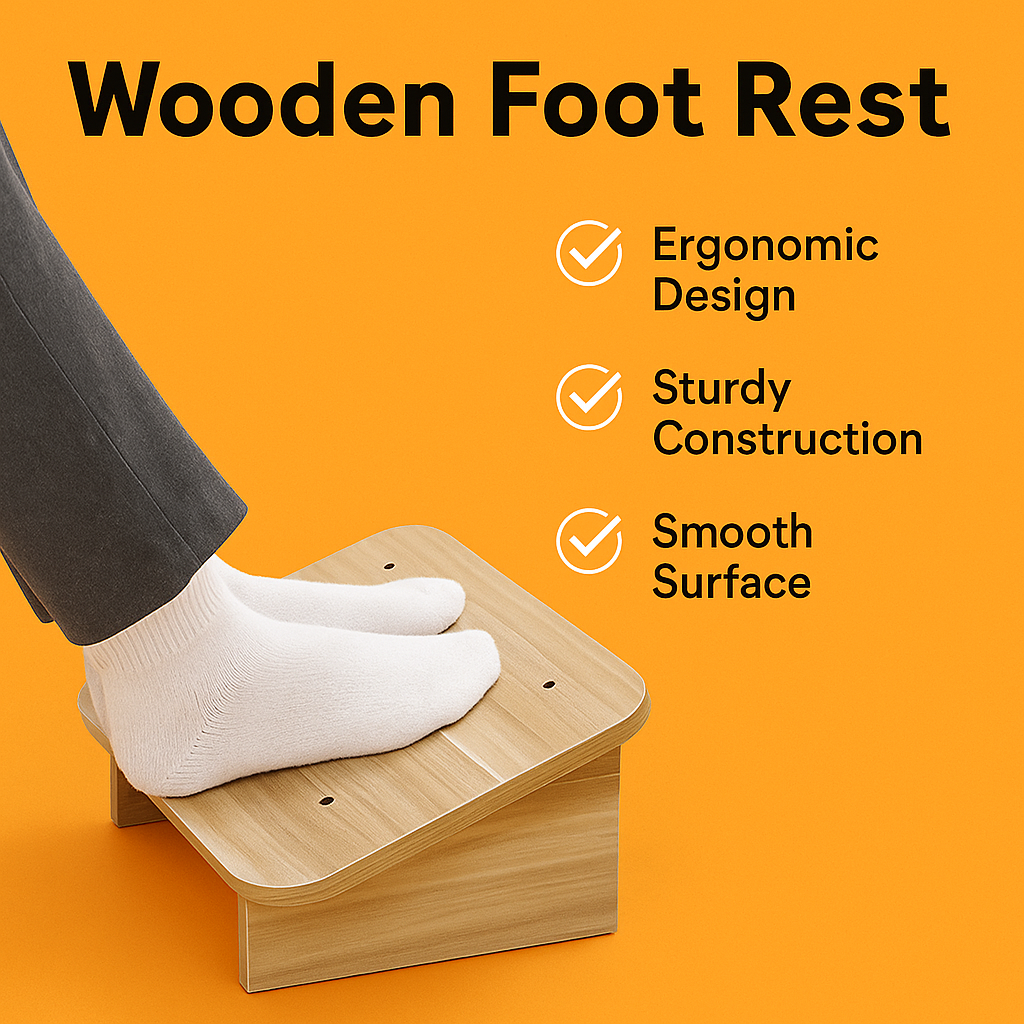 Wooden Non-Slip Desk Foot Rest Stool-NEW
