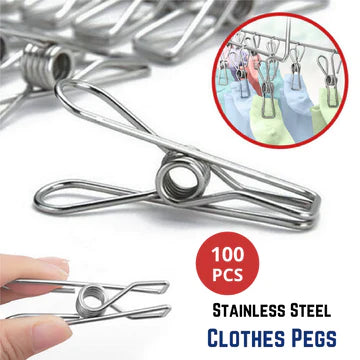 100X Stainless Steel Clothes Pegs Hanging Clips Laundry Windproof Clamp AU
