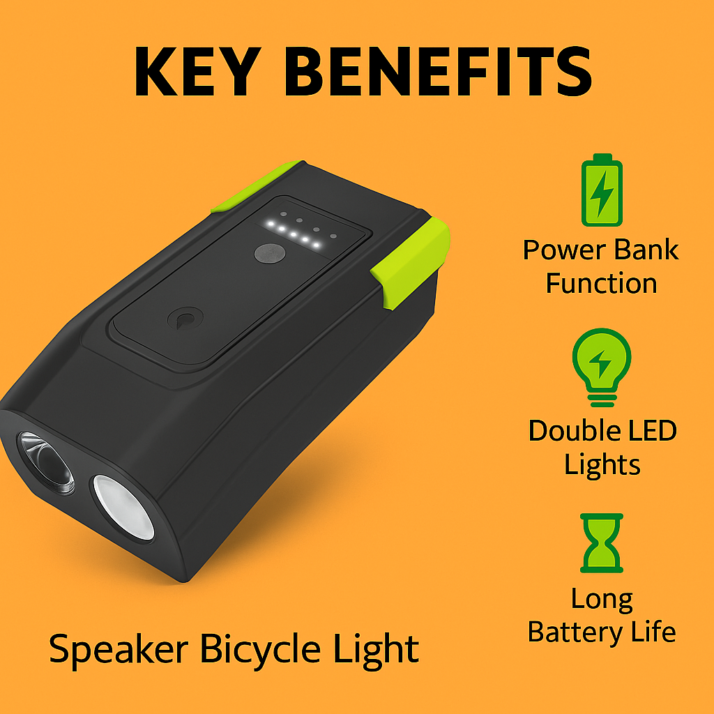 USB Rechargeable Bicycle Speaker Light with Dual LED & 2000mAh Battery-NEW