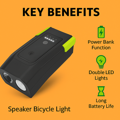 USB Rechargeable Bicycle Speaker Light with Dual LED & 2000mAh Battery-NEW