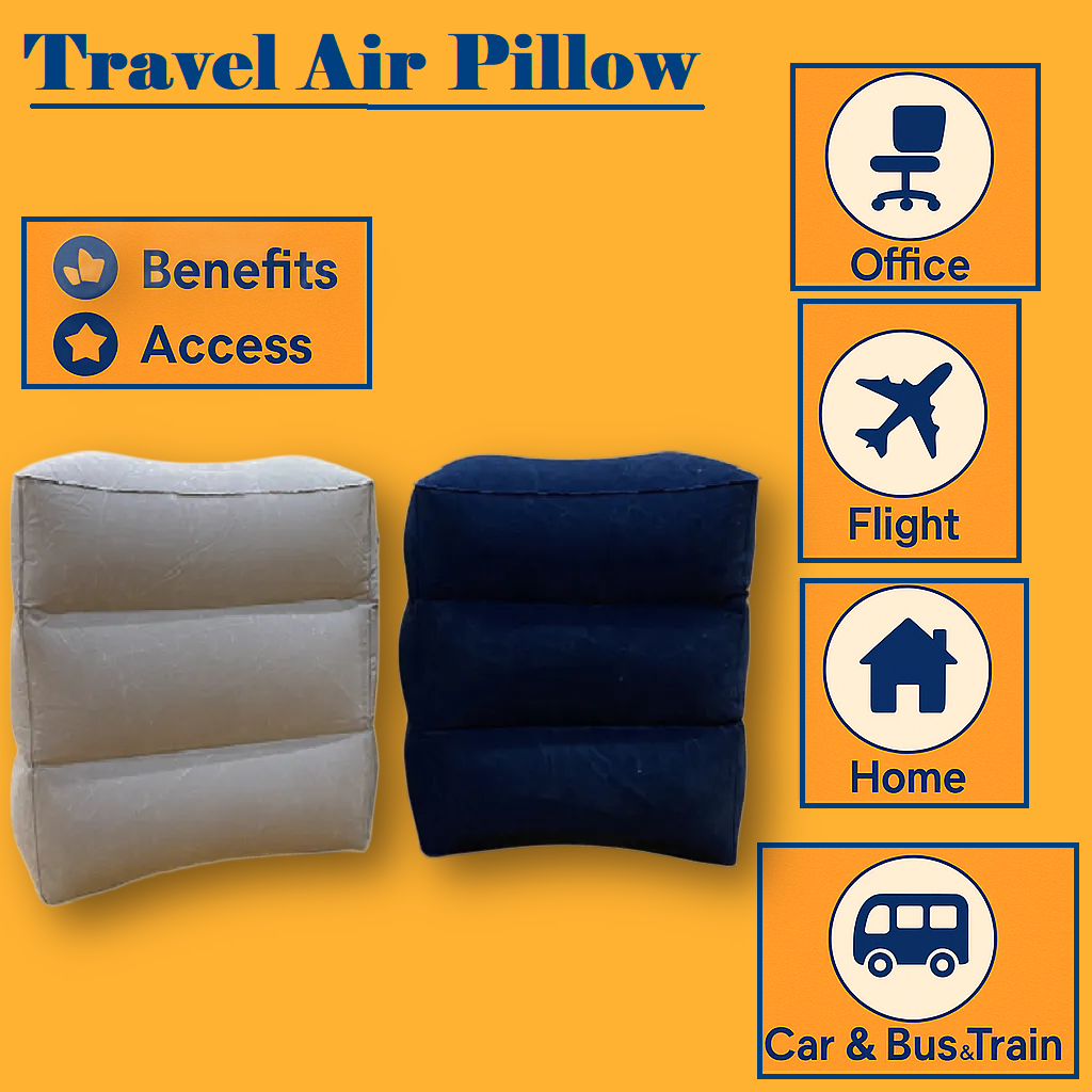 Inflatable Foot Rest Travel Air Pillow Cushion – For Home, Office, and Travel Use-NEW