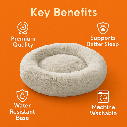 XXL Dog Calming Bed – Soft Plush Donut Pet Nest (120cm)-Green/Coffee- (NEW)