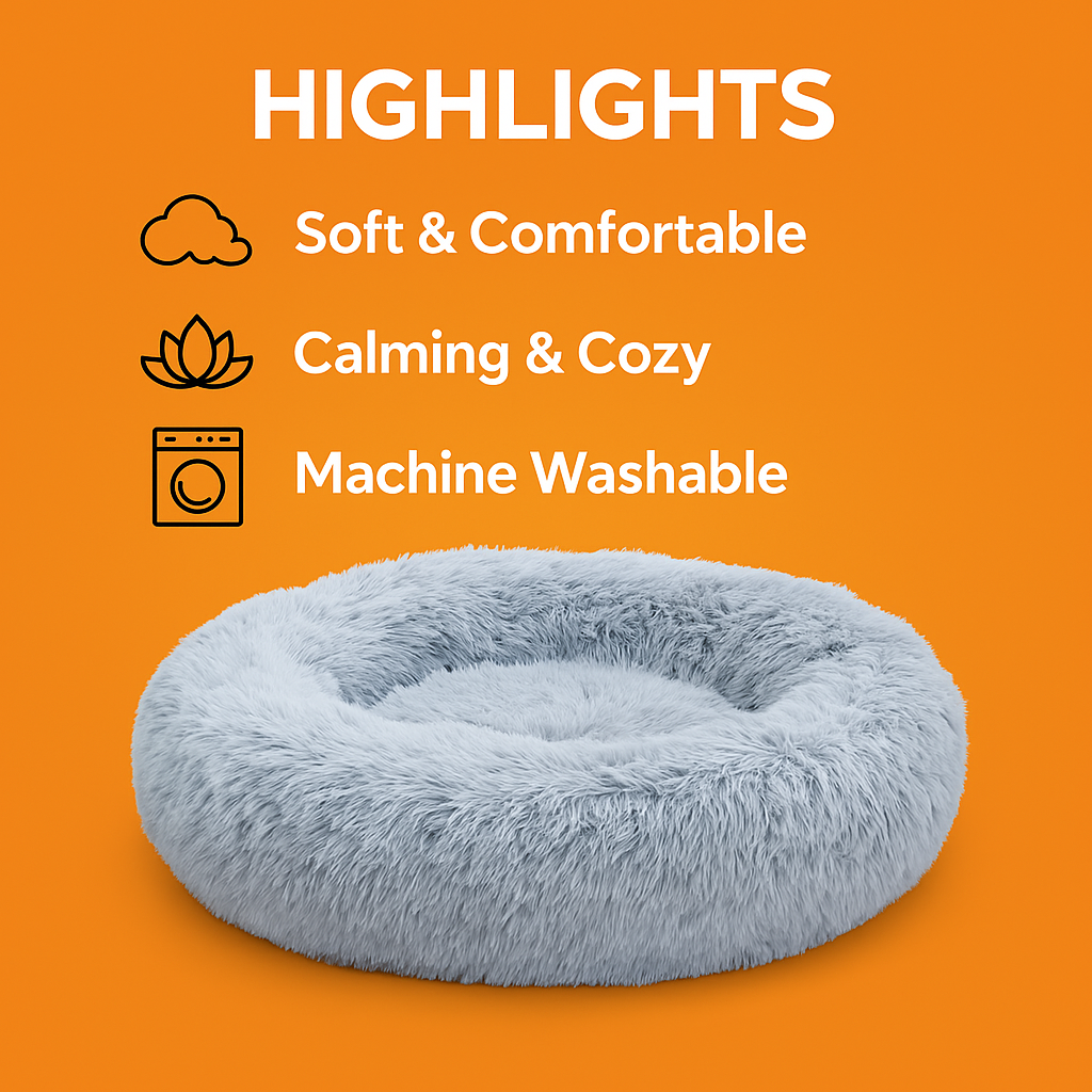 Pet Calming Plush Bed for Cats & Dogs | Snuggle Donut Bed 110×27 CM-NEW