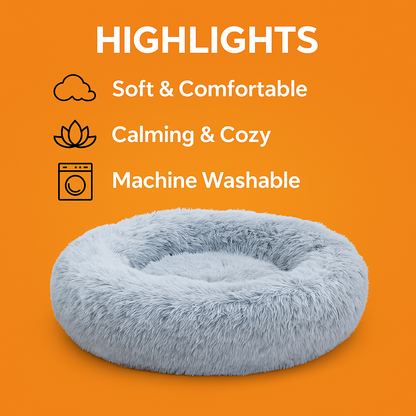 Pet Calming Plush Bed for Cats & Dogs | Snuggle Donut Bed 110×27 CM-NEW