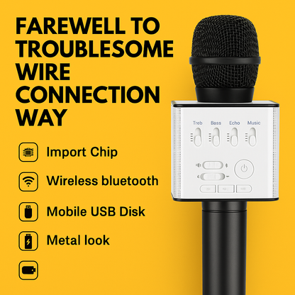 Wireless Bluetooth Karaoke Microphone Speaker – Handheld Mic with Dual Speakers (Q9) -NEW