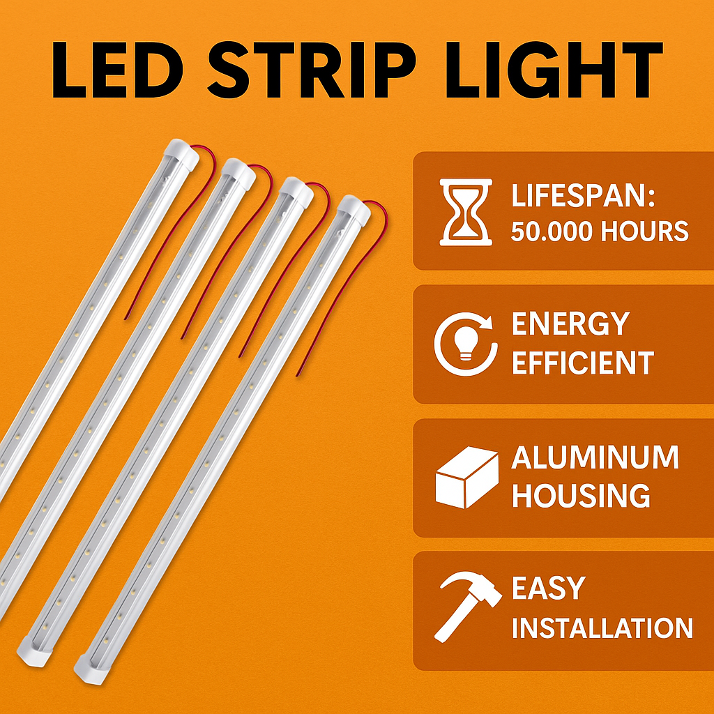 4x 50CM 12V 8520 LED Strip Light Bar Dimmable Caravan 4WD Camping Boat Fishing-NEW
