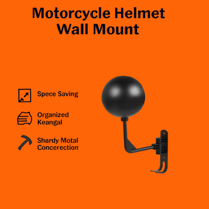 Motorcycle Helmet Holder Stand Hanger Rack with 2 Hooks – Wall Mounted Rotatable Helmet & Jacket Organizer-NEW