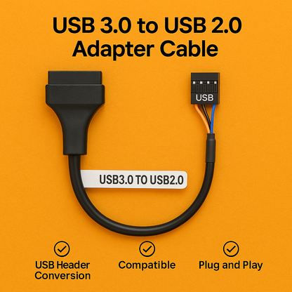 USB 3.0 to USB 2.0 Internal Adapter Cable – Plug & Play USB Header Converter-NEW