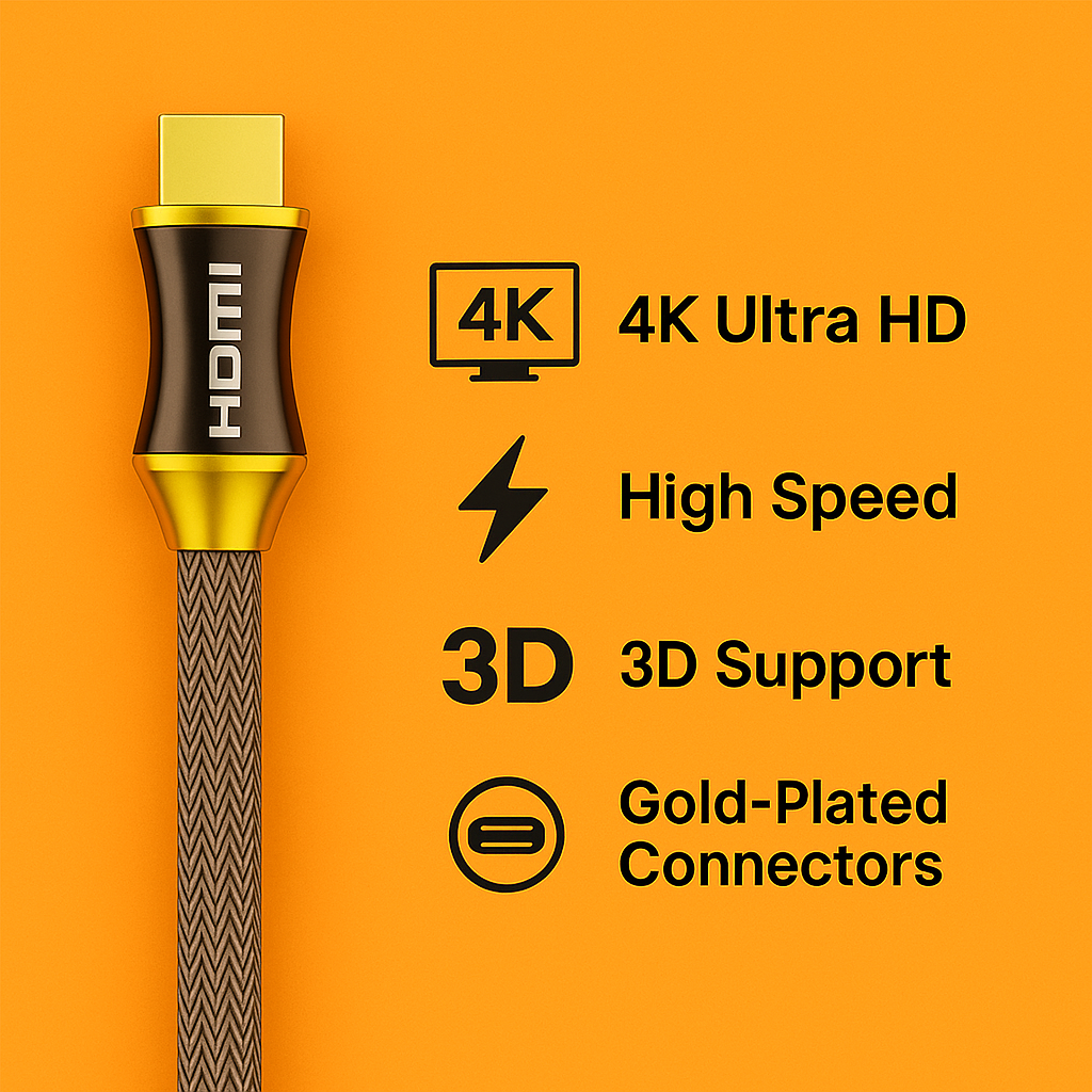 4K Braided HDMI Cable– High Speed Ultra HD (1M–10M) New
