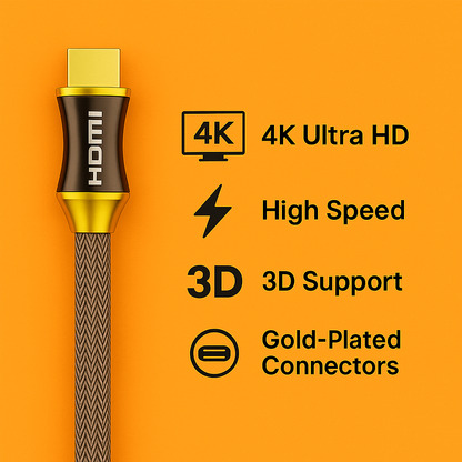 4K Braided HDMI Cable– High Speed Ultra HD (1M–10M) New