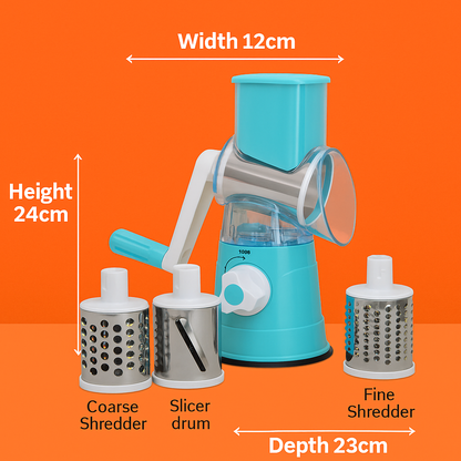 3in1 Kitchen Vegetable Food Manual Rotary Drum Grater Chopper Slicer Fruit Cutt -NEW
