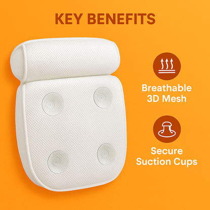 3D Mesh Bath Pillow – Breathable Bathtub Cushion with Neck & Back Support-NEW
