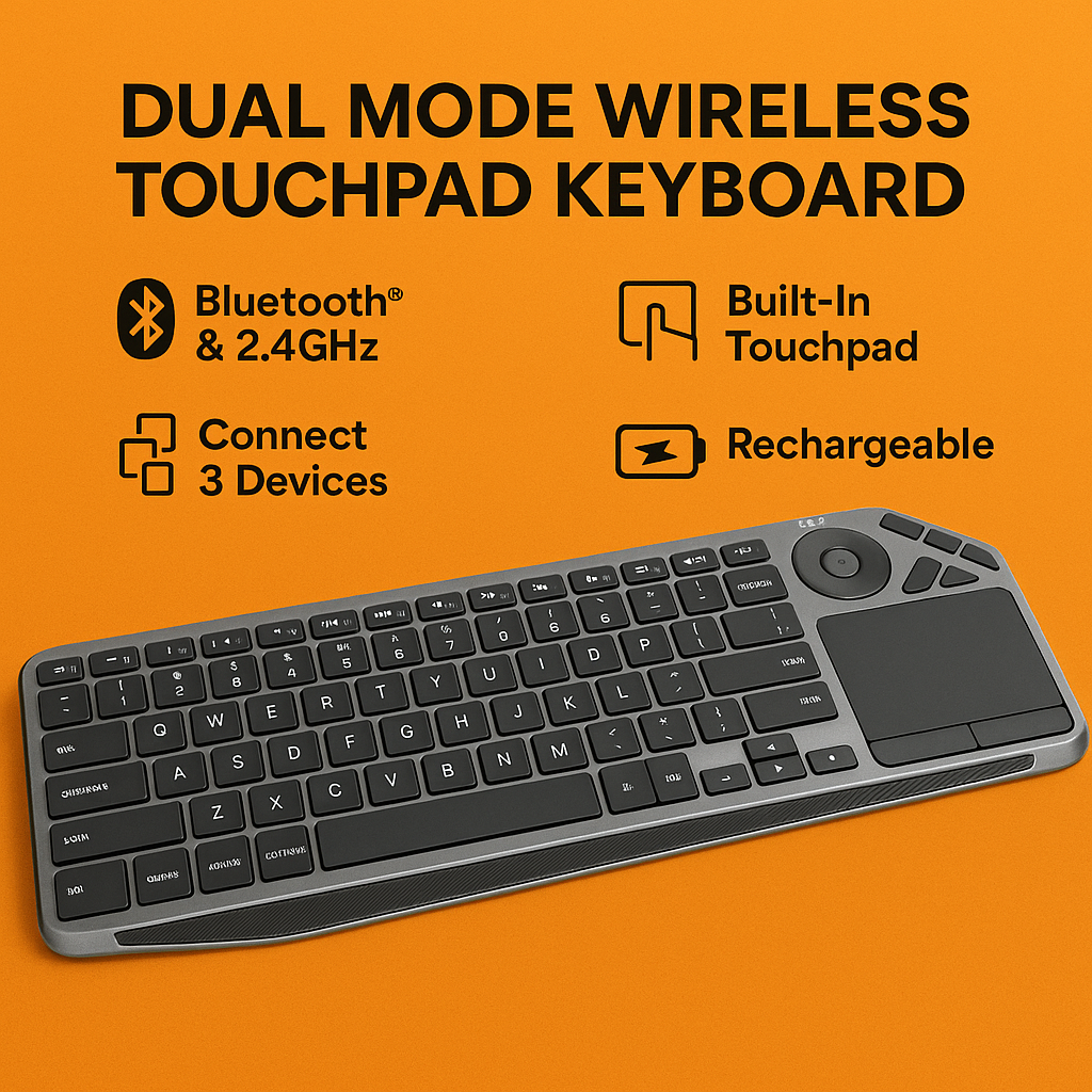 2.4G Wireless Backlit Touchpad Keyboard for Smart TV, Tablets & PC-NEW