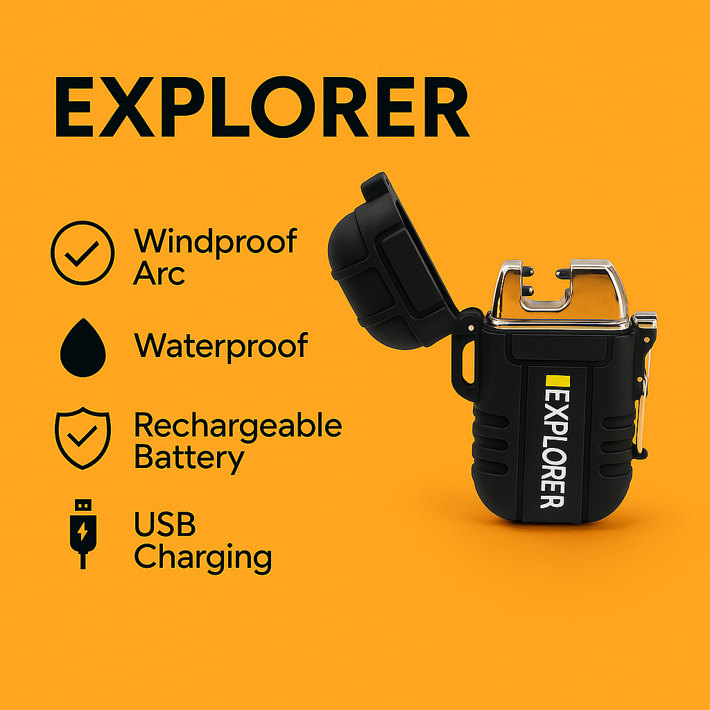 EXPLORER Rechargeable Windproof Waterproof Lighter – USB Electric Arc-NEW