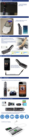 FM Transmitter Wireless Bluetooth Car Kit Handsfree Car Charger MP3 Player USB